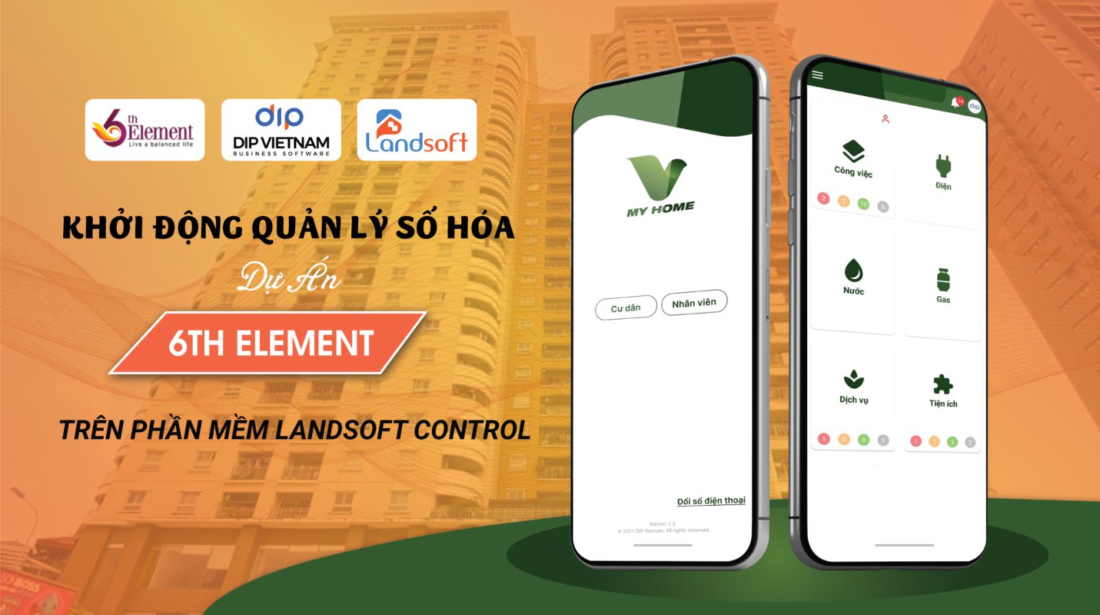 Friendly Building số hóa quản lý vận hành tòa nhà 6th Element trên Landsoft Control